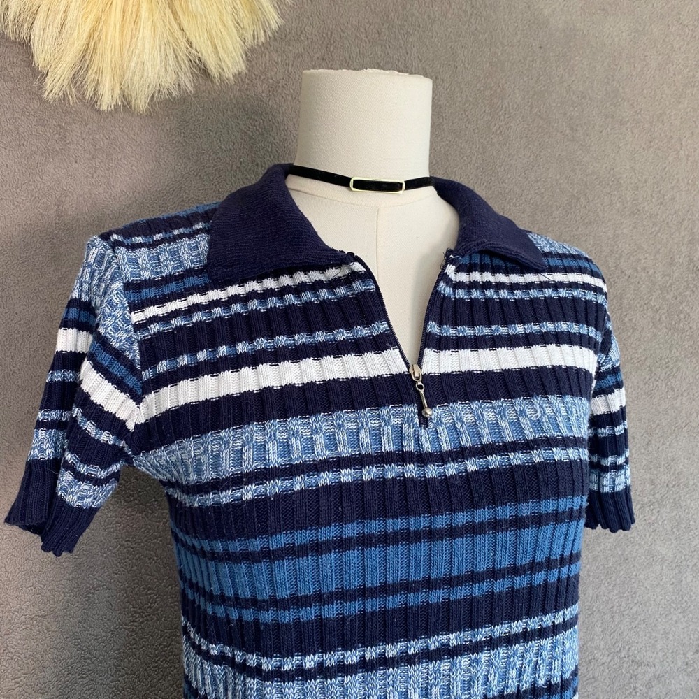 Vintage Route 66 Womens Y2K Ribbed Knit Nautical Sweater Size M Striped Preppy - Picture 2 of 9